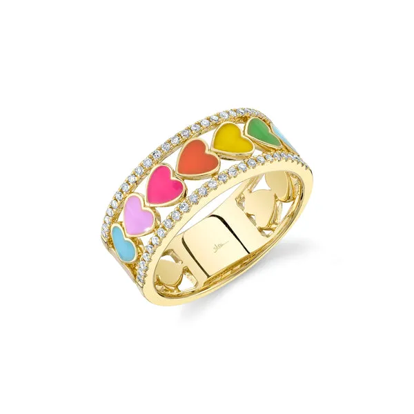14KY Diamond and Multi-Colored Enamel Heart Ring by Shy Creation Jim Bartlett Fine Jewelry Longview, TX