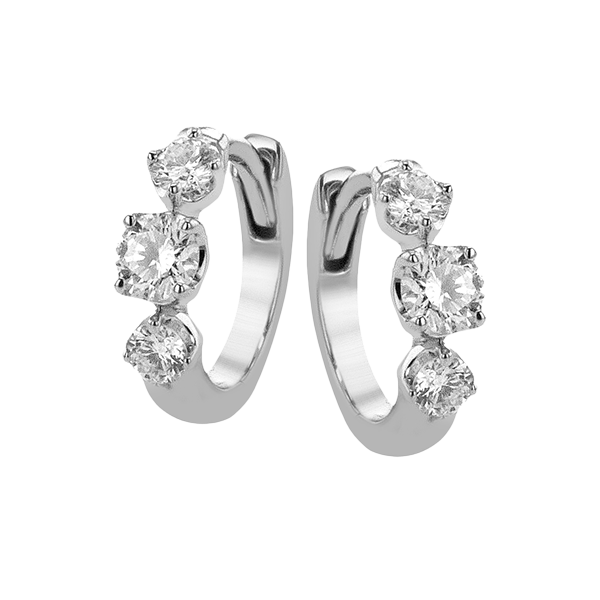 14KW Hoop Diamond Huggie Earrings by Zeghani Jim Bartlett Fine Jewelry Longview, TX