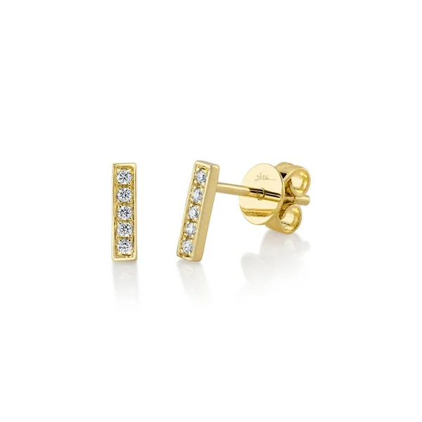 14KY Diamond Bar Studs by Shy Creation Jim Bartlett Fine Jewelry Longview, TX