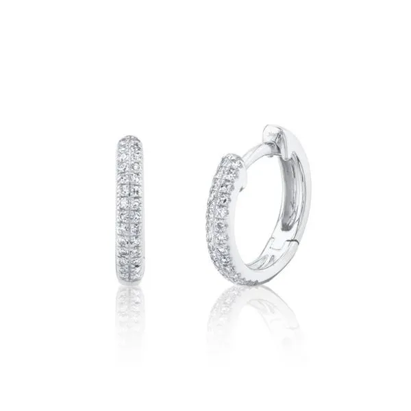 14KW Pave Huggie Earrings by Shy Creation Jim Bartlett Fine Jewelry Longview, TX