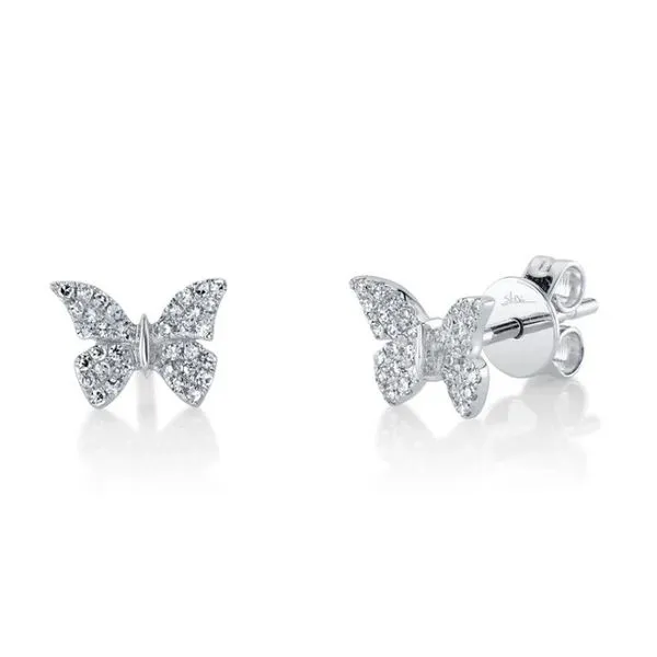 14KW Diamond Butterfly Studs by Shy Creation Jim Bartlett Fine Jewelry Longview, TX