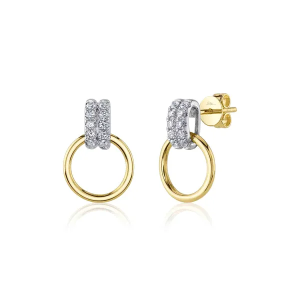 14K Two-Tone Diamond Circle Earrings by Shy Creation Jim Bartlett Fine Jewelry Longview, TX