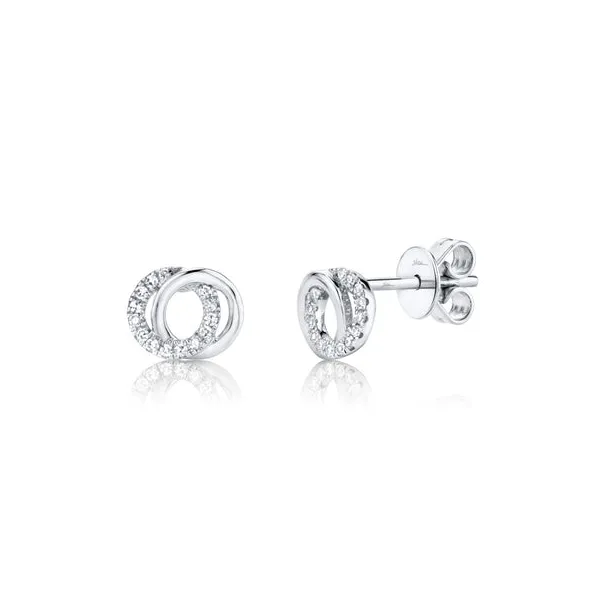 14KW Diamond Love Knot Circle Studs by Shy Creation Jim Bartlett Fine Jewelry Longview, TX