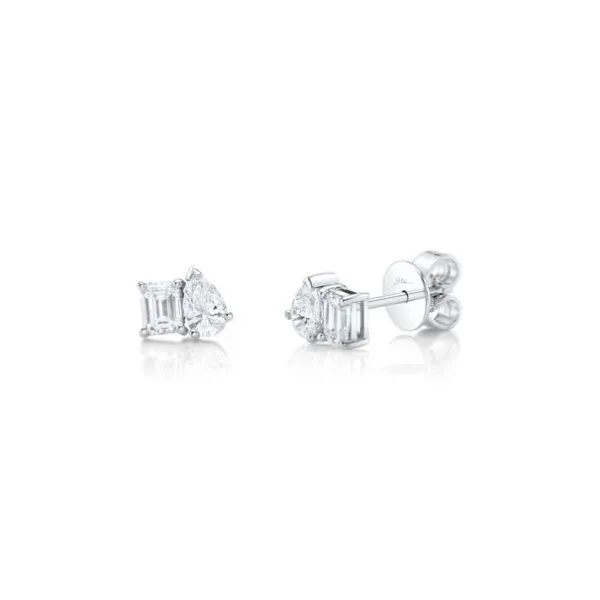 14KW Emerald & Pear Diamond Studs by Shy Creation Jim Bartlett Fine Jewelry Longview, TX