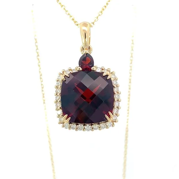 14KY Garnet & Diamond Pendant by Bellarri Jim Bartlett Fine Jewelry Longview, TX
