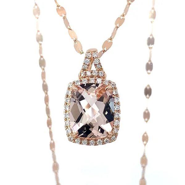 14KR Morganite and Diamond Pendant by Bellarri Jim Bartlett Fine Jewelry Longview, TX