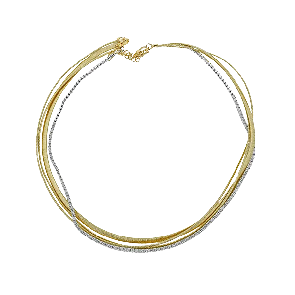 18K Two-Tone Layered Diamond Necklace Jim Bartlett Fine Jewelry Longview, TX