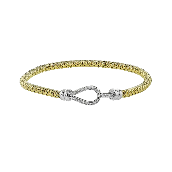 18K Two-Tone Buckle Diamond Stretch Bangle by Simon G. Jim Bartlett Fine Jewelry Longview, TX
