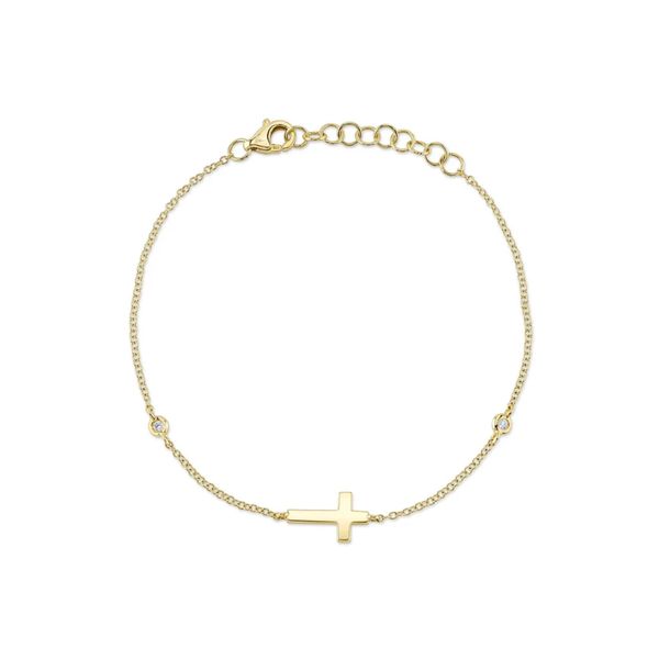 14KY Bezel Solitaire Cross Bracelet by Shy Creation Jim Bartlett Fine Jewelry Longview, TX