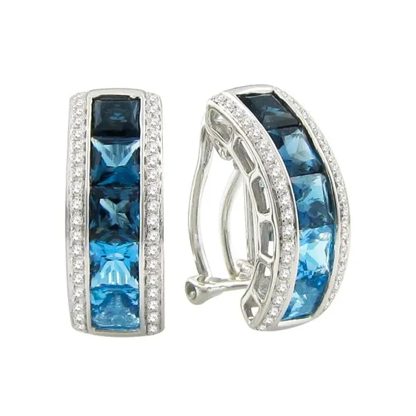 14KW Blue Topaz and Diamond Earrings by Bellarri Jim Bartlett Fine Jewelry Longview, TX