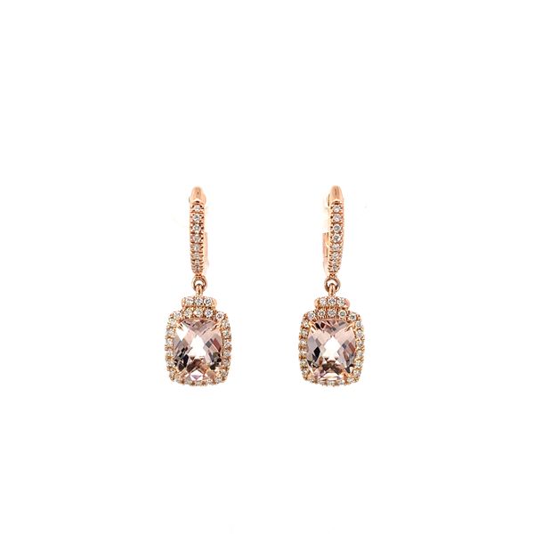 14KW Morganite & Diamond Drop Earrings by Bellarri Jim Bartlett Fine Jewelry Longview, TX