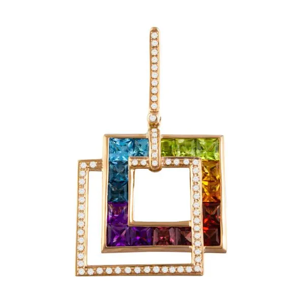14KY Multi-Stone and Diamond Pendant by Bellarri Jim Bartlett Fine Jewelry Longview, TX