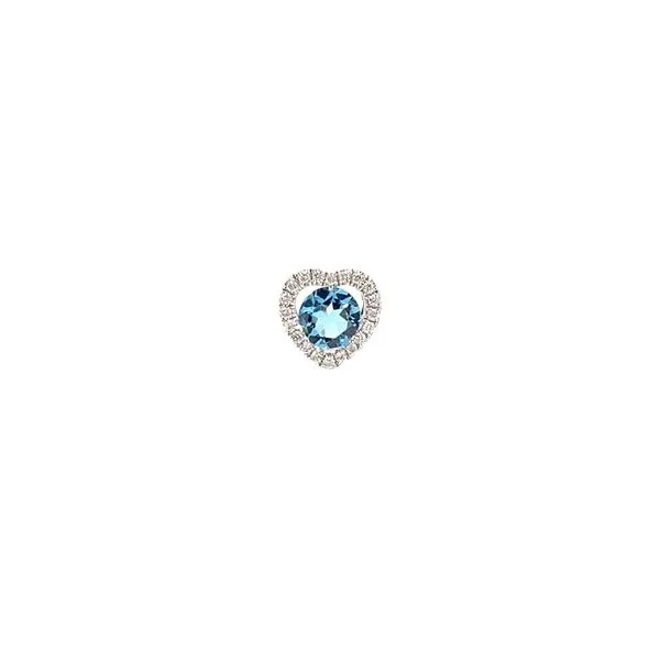 14KW Blue Topaz and Diamond Halo Heart Slide Pendant by Cordova Jim Bartlett Fine Jewelry Longview, TX