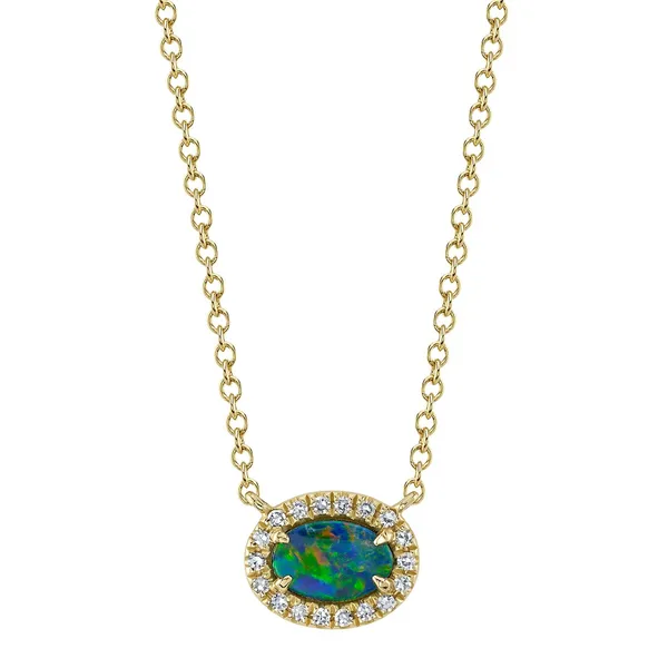 14KY Opal and Diamond Pendant by Shy Creation Jim Bartlett Fine Jewelry Longview, TX