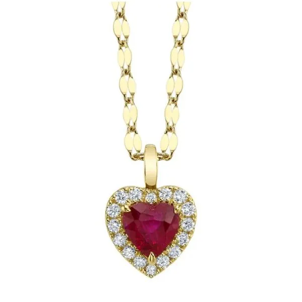 14KY Ruby & Diamond Halo Pendant by Shy Creation Jim Bartlett Fine Jewelry Longview, TX