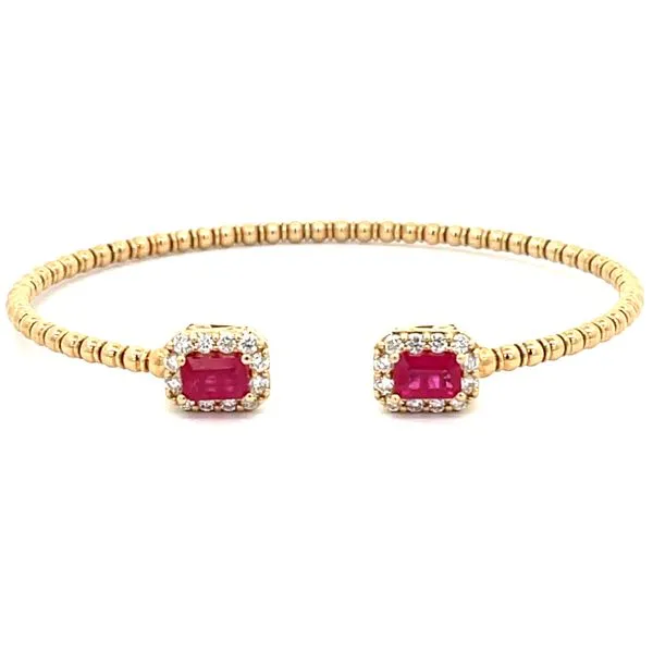 18KY Ruby and Diamond Open Bangle by David Kord Jim Bartlett Fine Jewelry Longview, TX