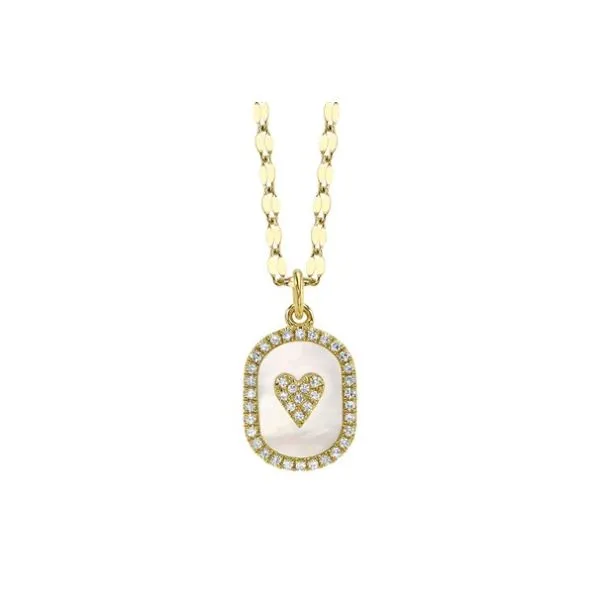 14KY Mother of Pearl and Heart Diamond Pendant by Shy Creation Jim Bartlett Fine Jewelry Longview, TX