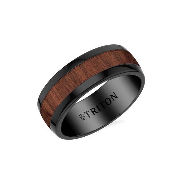 Black Tungsten Carbide and Walnut Wood Ring by Triton Jim Bartlett Fine Jewelry Longview, TX