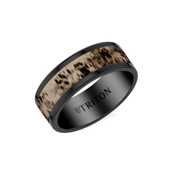 8MM Black Tungsten Carbide and Deer Antler Ring Jim Bartlett Fine Jewelry Longview, TX