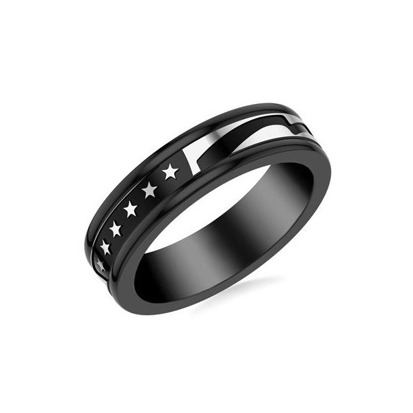 Black Tungsten 6MM Single Row Star Motif Band by Triton Jim Bartlett Fine Jewelry Longview, TX