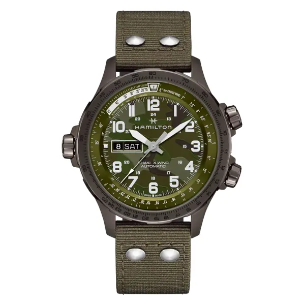 Khaki Aviation X-Wind Day Date Auto by Hamilton Watch Jim Bartlett Fine Jewelry Longview, TX