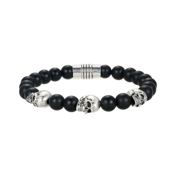 SS Skull & Matte Black Agate Bracelet by Ethos Jewelry Jim Bartlett Fine Jewelry Longview, TX