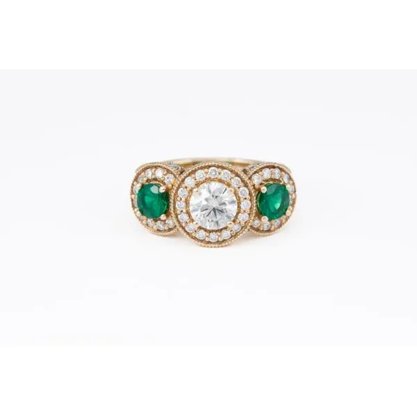 Diamond and Emerald Engagement Ring Bashinski Fine Gems & Jewelry, Inc Macon, GA