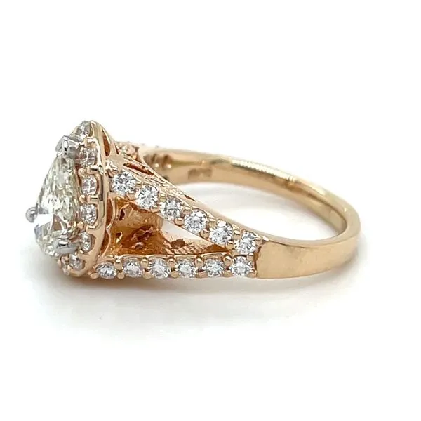 Pear Diamond Ring with Halo & Split Shank Image 2 Bashinski Fine Gems & Jewelry, Inc Macon, GA