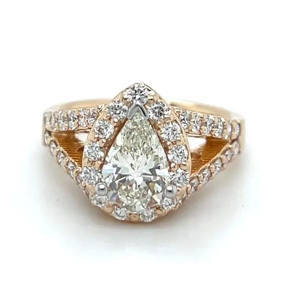 Pear Diamond Ring with Halo & Split Shank Bashinski Fine Gems & Jewelry, Inc Macon, GA