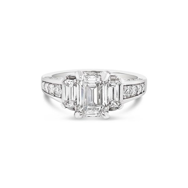 Classic Emerald Cut Three Stone Diamond Engagement Ring Baxter's Fine Jewelry Warwick, RI