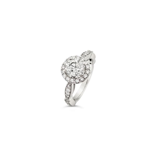 Vintage Beaded Halo Diamond Engagement Ring Image 3 Baxter's Fine Jewelry Warwick, RI