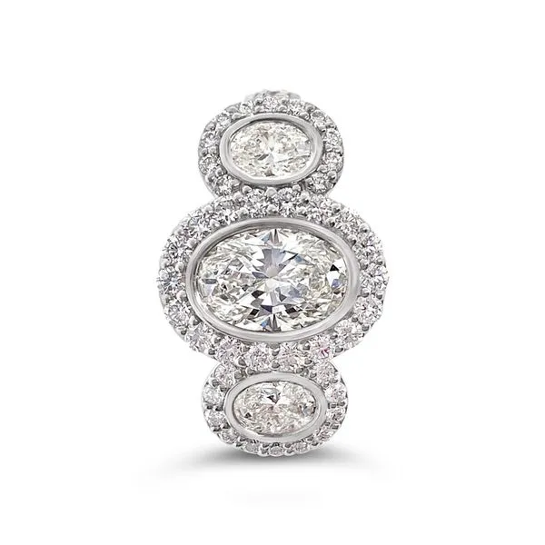 Classic Bezel Oval Three Stone Engagement Ring thumb image 3