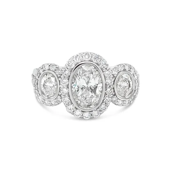 Classic Bezel Oval Three Stone Engagement Ring thumb image 1