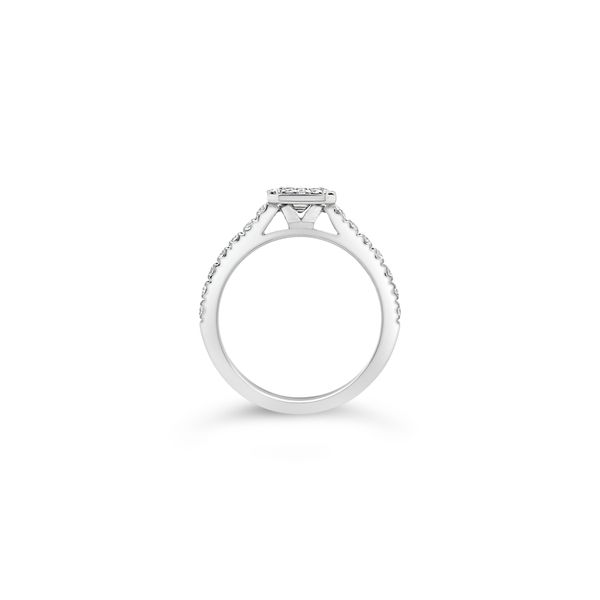 Platinum Bezel Halo Engagement Ring Image 2 Baxter's Fine Jewelry Warwick, RI