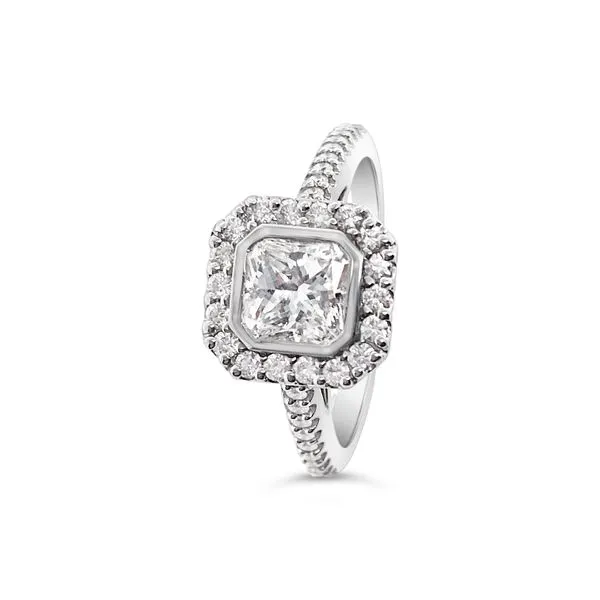 Platinum Bezel Halo Engagement Ring