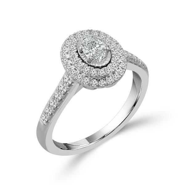 White Gold Oval Double Halo Engagement Ring Image 2 Baxter's Fine Jewelry Warwick, RI