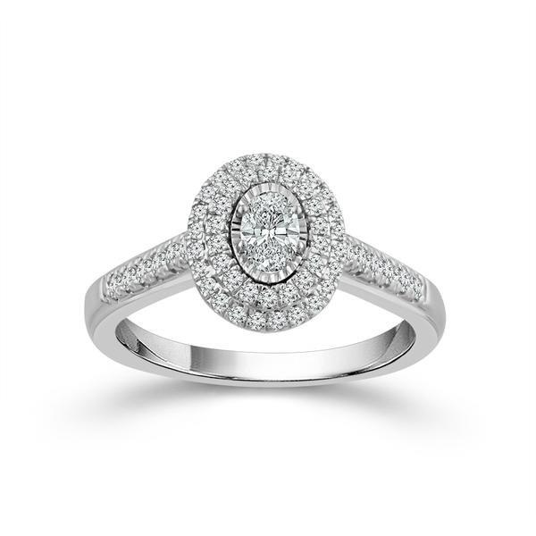 White Gold Oval Double Halo Engagement Ring Baxter's Fine Jewelry Warwick, RI