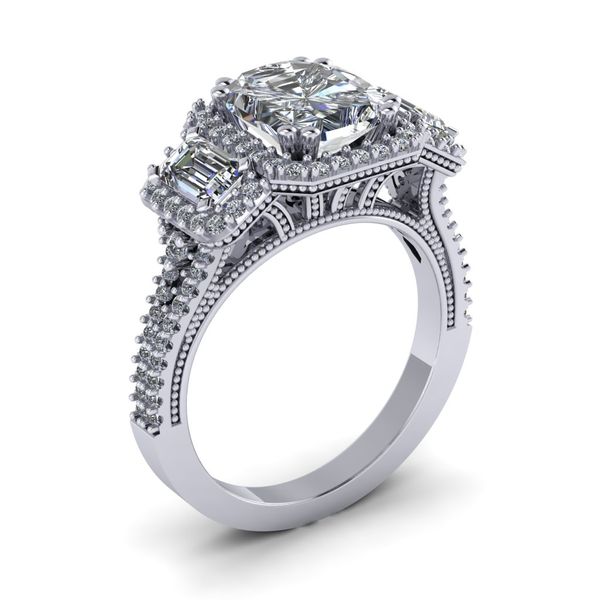 Baxter's Custom Three Stone Diamond Engagement Ring Image 2 Baxter's Fine Jewelry Warwick, RI