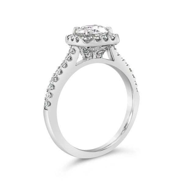 Platinum Diamond Square Halo Engagement Ring Image 4 Baxter's Fine Jewelry Warwick, RI