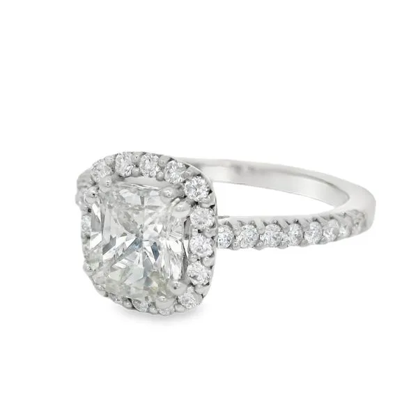 Platinum Cushion Halo Engagement Ring