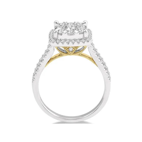Square Cluster Two-Tone Diamond Ring thumb image 3