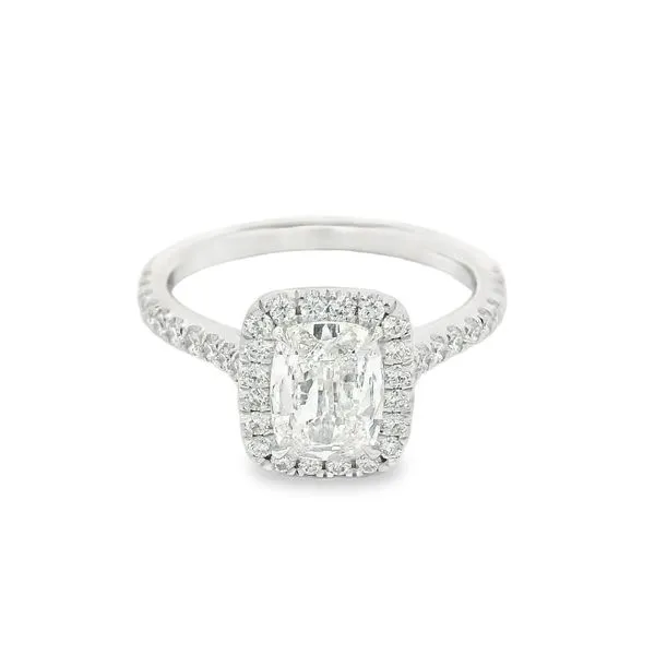 White Gold Cushion Halo Engagement Ring Baxter's Fine Jewelry Warwick, RI