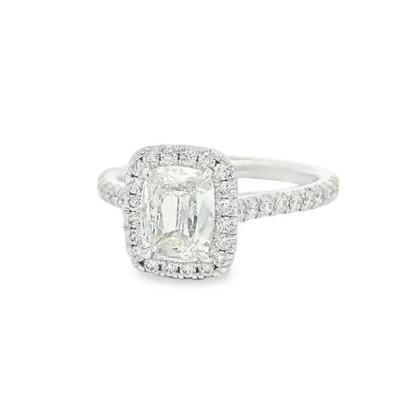 White Gold Cushion Halo Engagement Ring thumb image 2