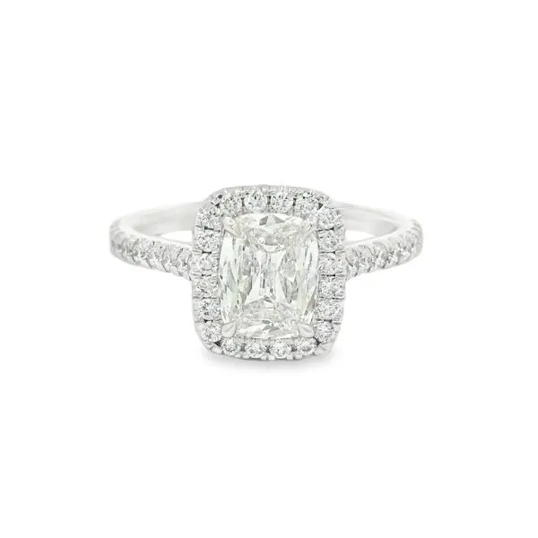 White Gold Cushion Halo Engagement Ring thumb image 1
