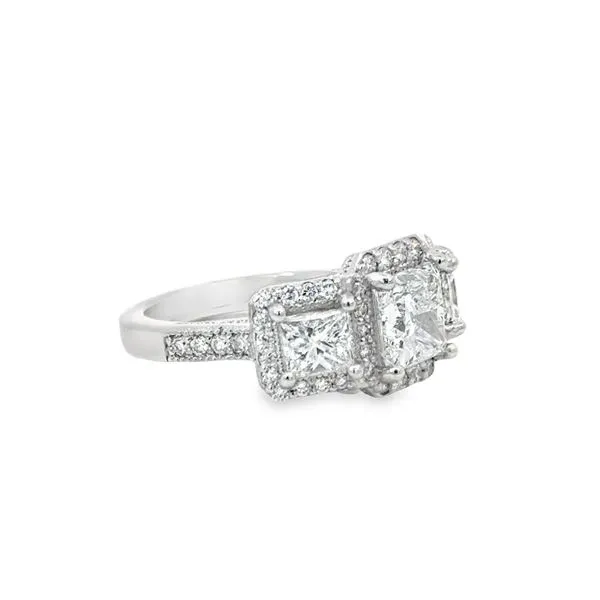 Three Stone Halo Ring