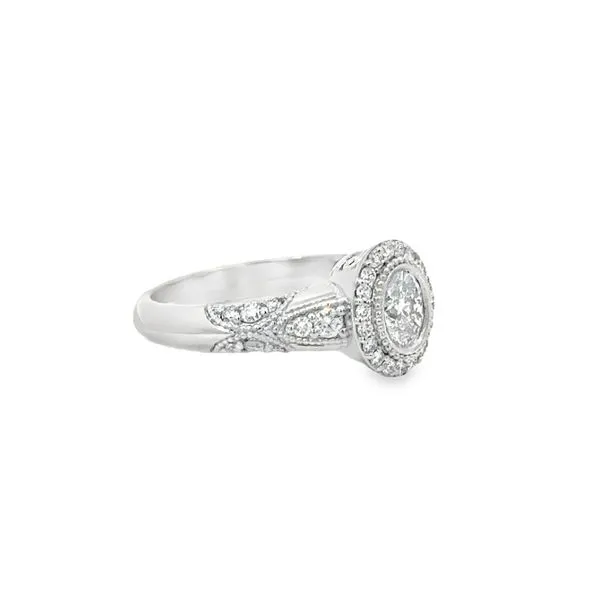 Platinum Oval Vintage Engagement Ring thumb image 2