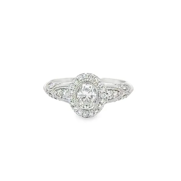 Platinum Oval Vintage Engagement Ring thumb image 1