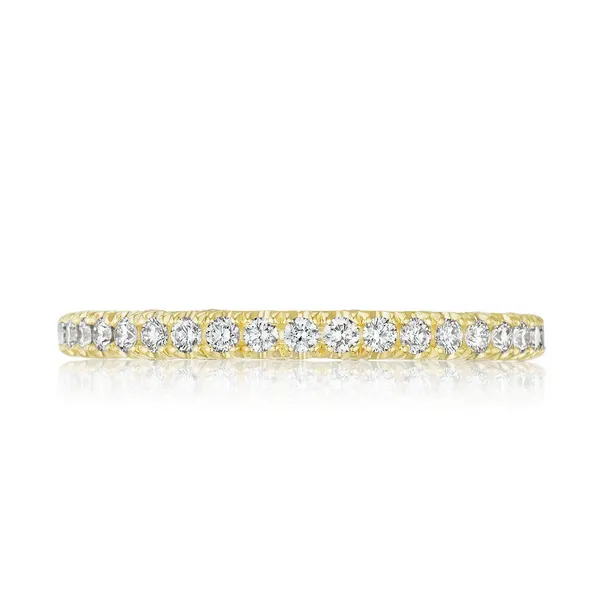 18k French Pavé Diamond Wedding Band - 2mm