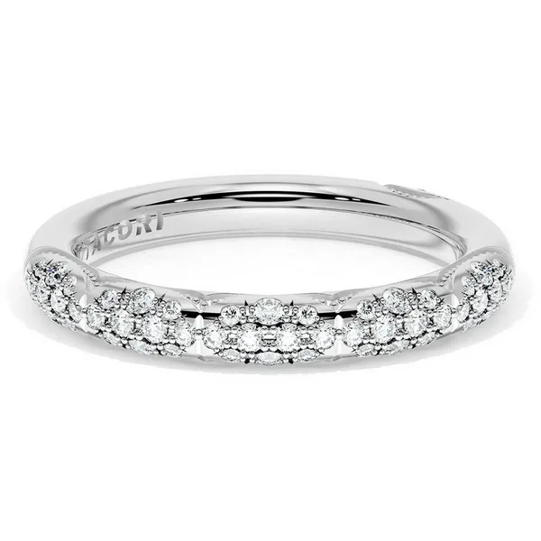 French Pavé Diamond Wedding Band, 3mm