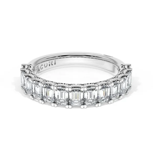 Emerald Cut Diamond Half Way Band in Platinum Image 2 Baxter's Fine Jewelry Warwick, RI